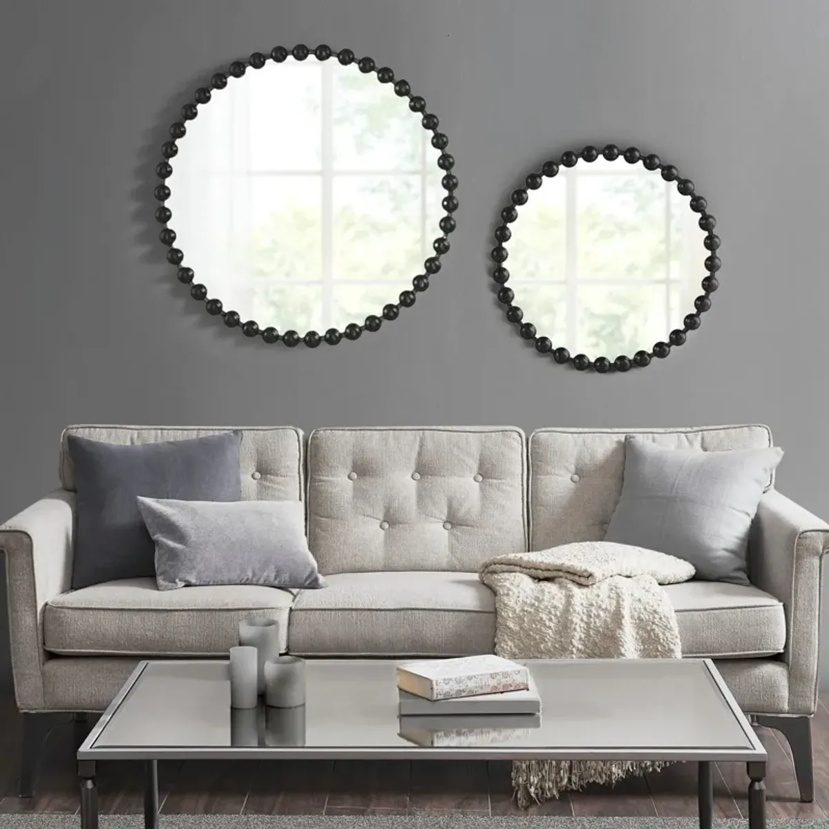 Button 36'' Round Wall Mirror - Black