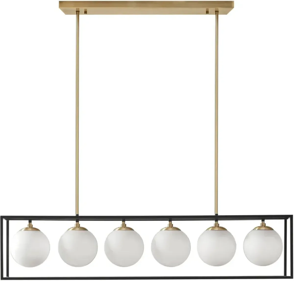 Ibiza Frosted Globe Chandelier - Black/Brass