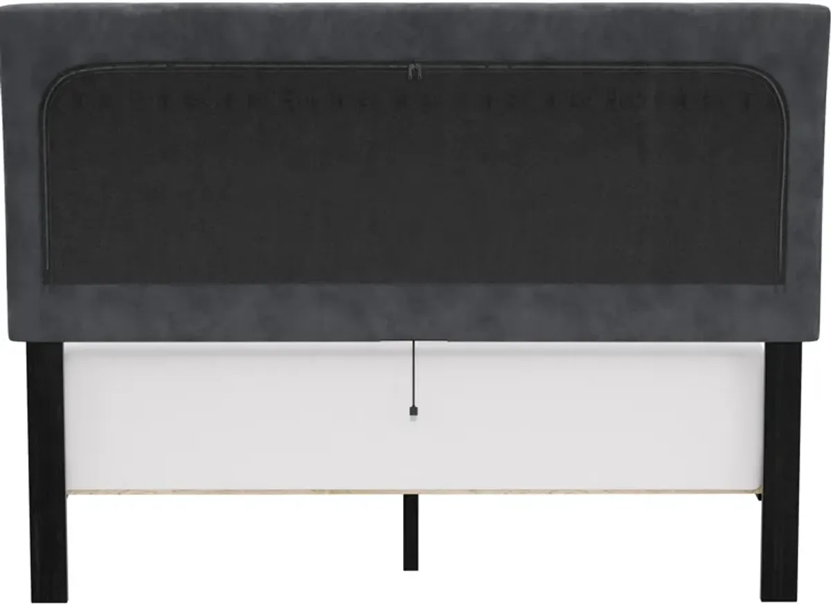 Freddie Queen Upholstered Platform Bed with USB Charging - Gray