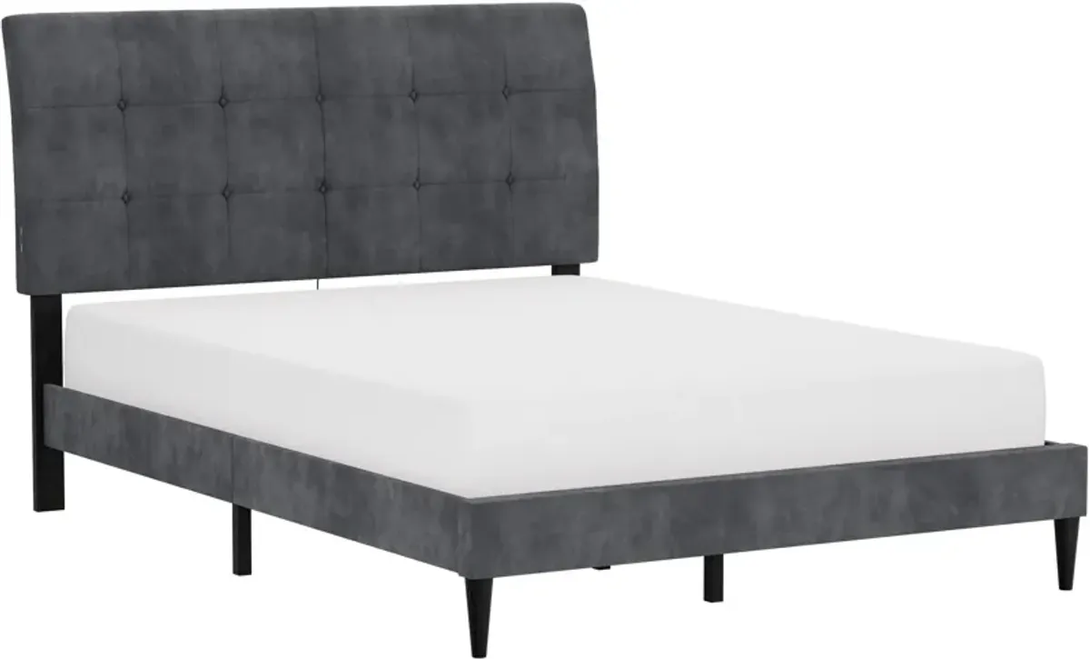 Freddie Queen Upholstered Platform Bed with USB Charging - Gray