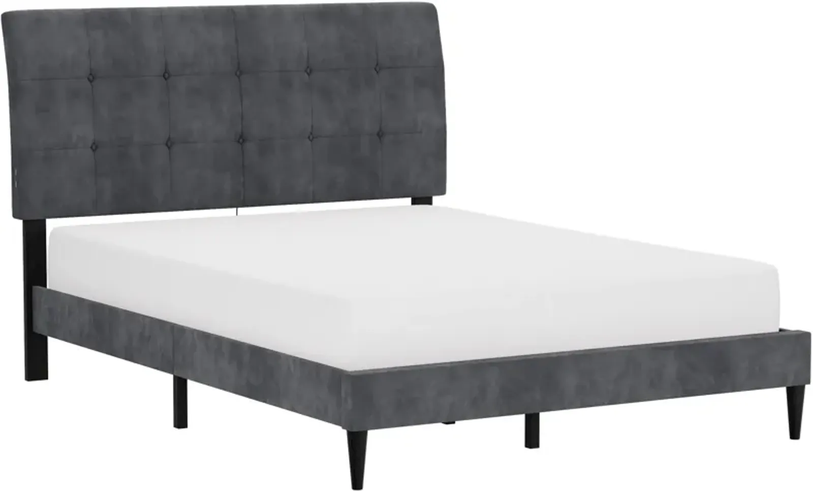 Freddie Queen Upholstered Platform Bed with USB Charging - Gray