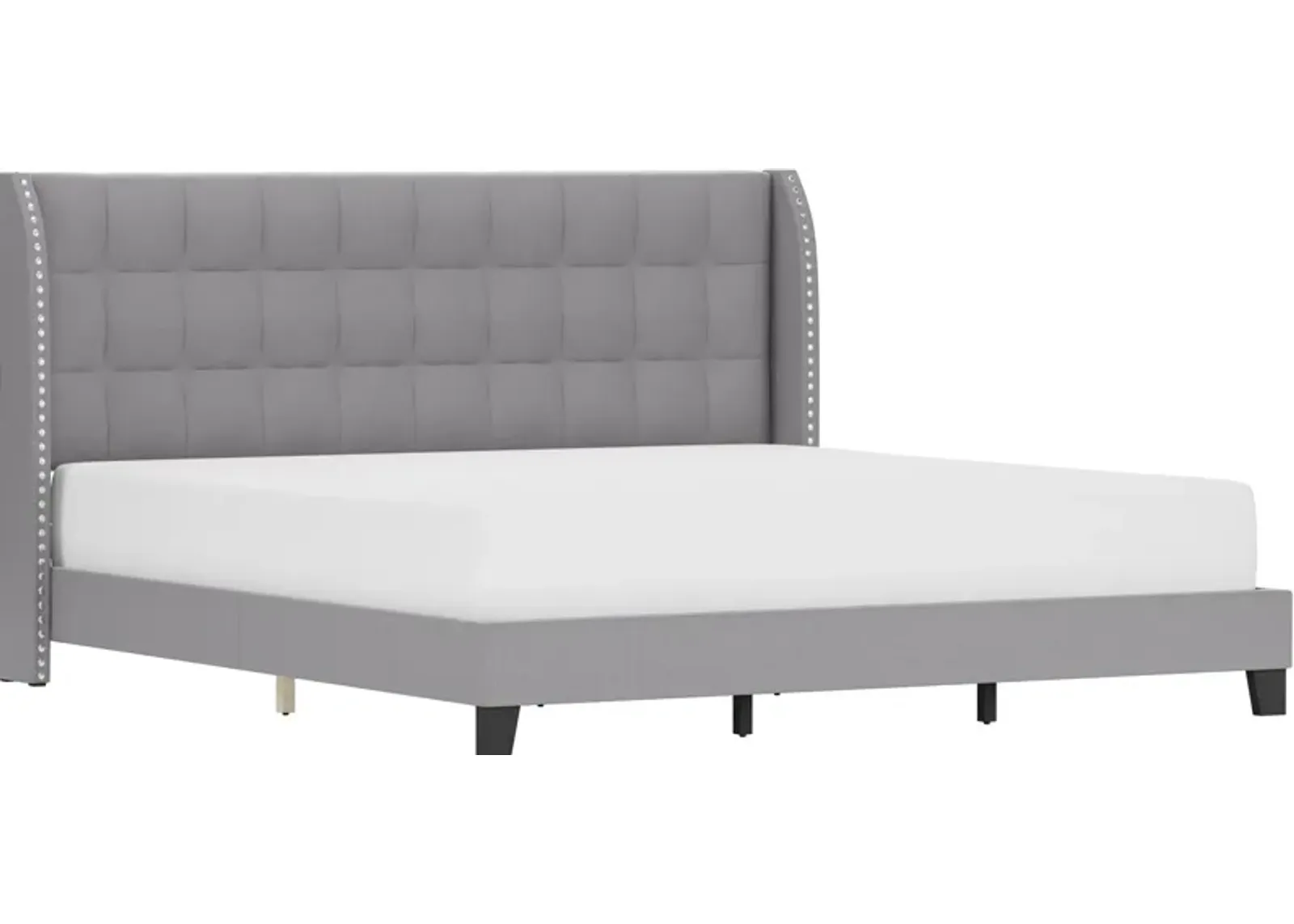 Marietta King Upholstered Platform Bed with USB Charging - Gray