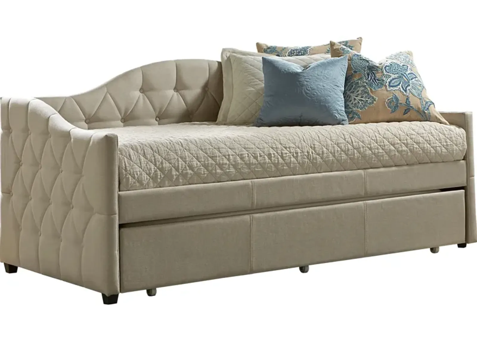 Mae Twin Upholstered Trundle Daybed - Beige