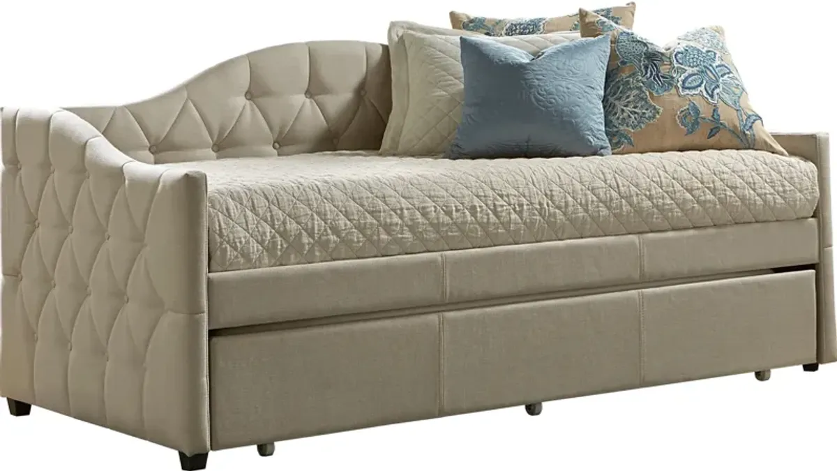 Mae Twin Upholstered Trundle Daybed - Beige