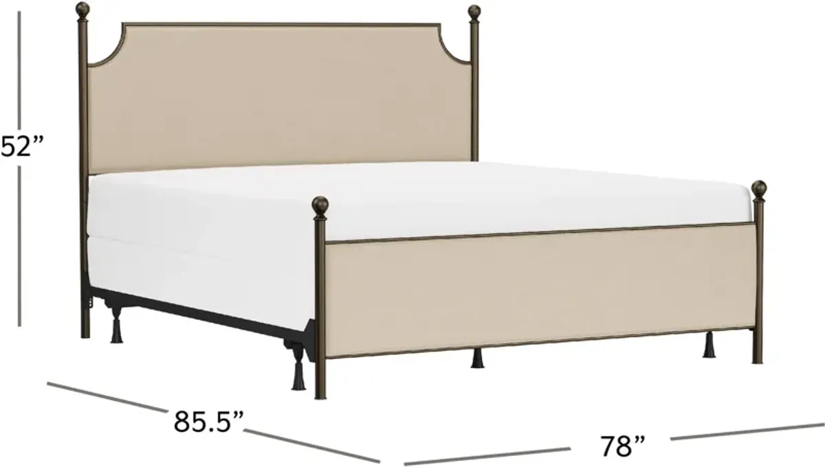 Elena King Upholstered Bed - Linen/Bronze