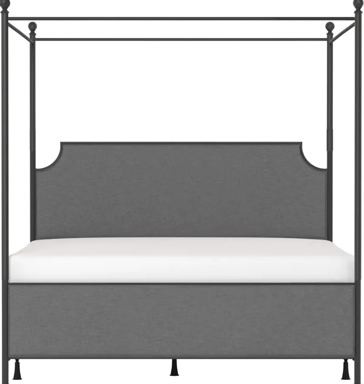 Elena King Upholstered Canopy Bed - Gray/Black