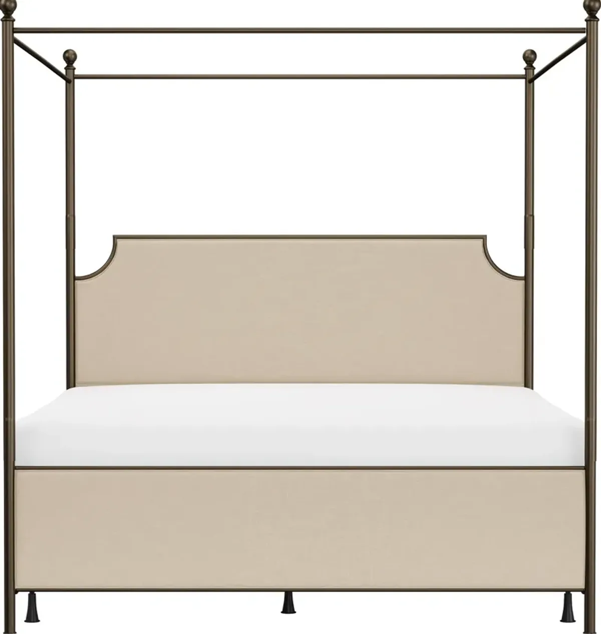 Elena King Upholstered Canopy Bed - Linen/Bronze