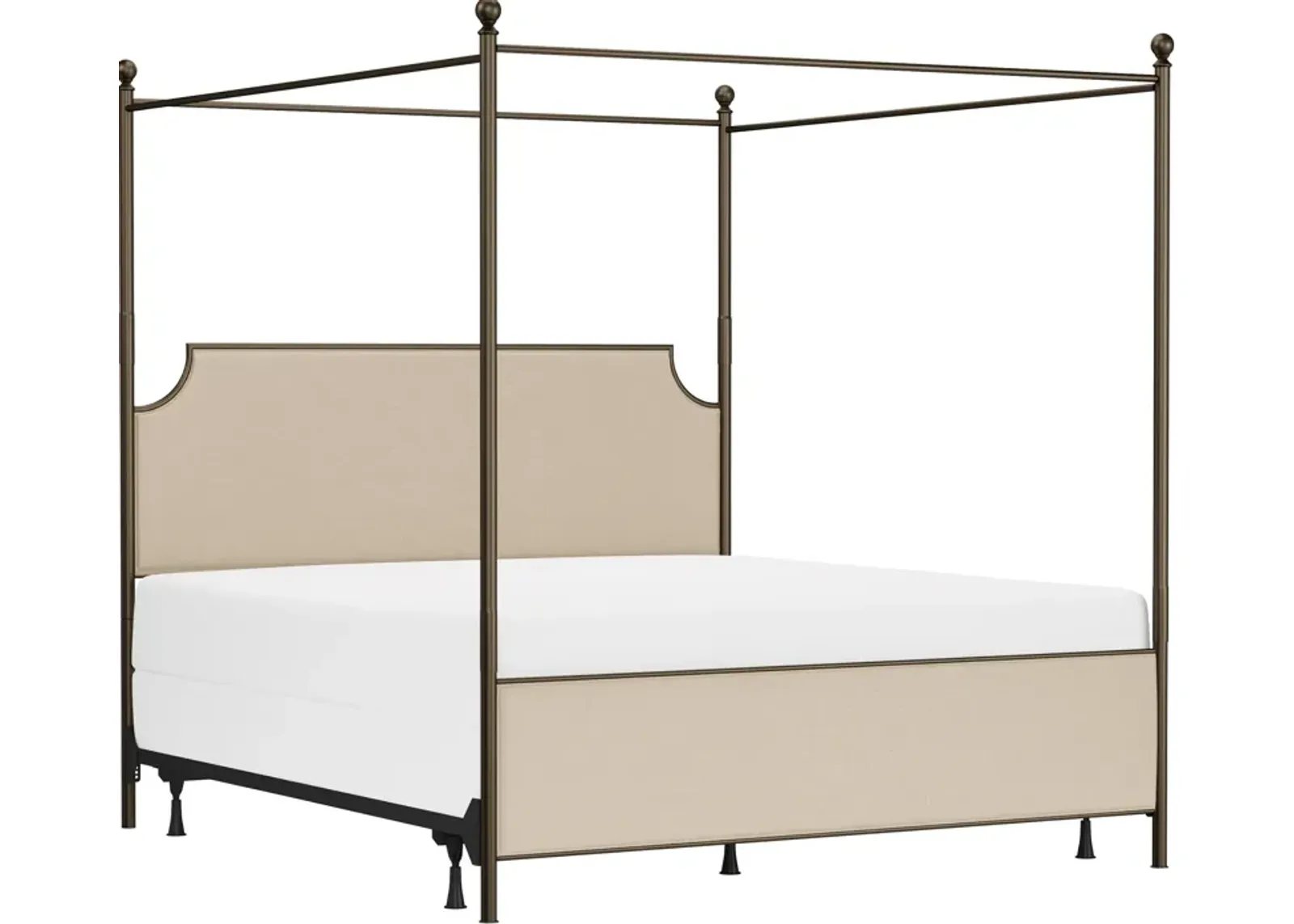 Elena King Upholstered Canopy Bed - Linen/Bronze