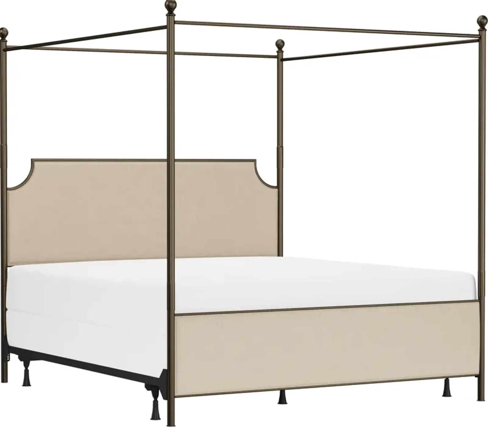 Elena King Upholstered Canopy Bed - Linen/Bronze