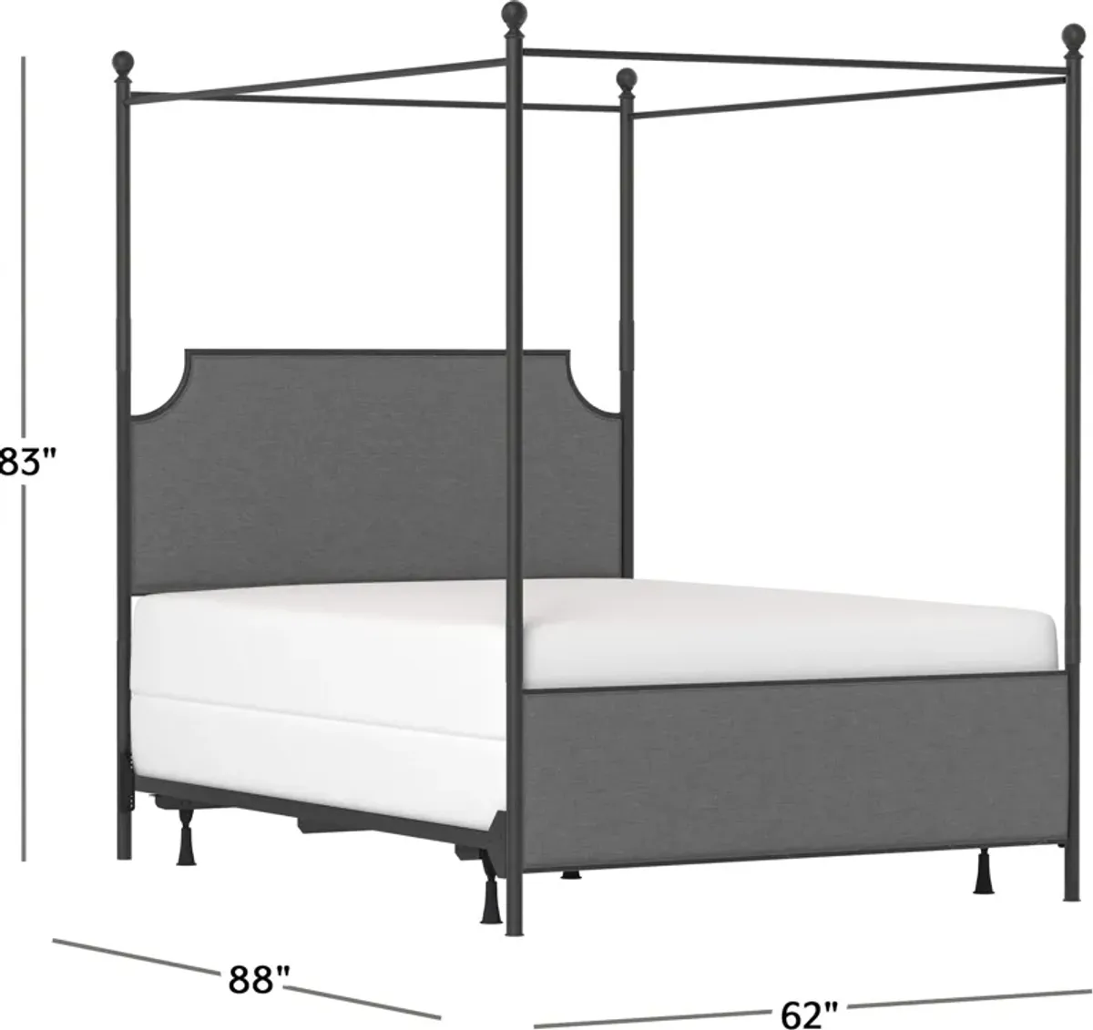 Elena Queen Canopy Upholstered Bed - Gray/Black