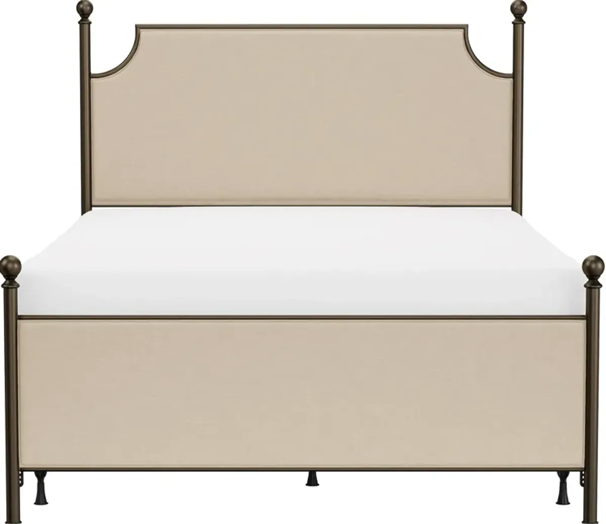 Elena Queen Upholstered Bed - Linen/Bronze