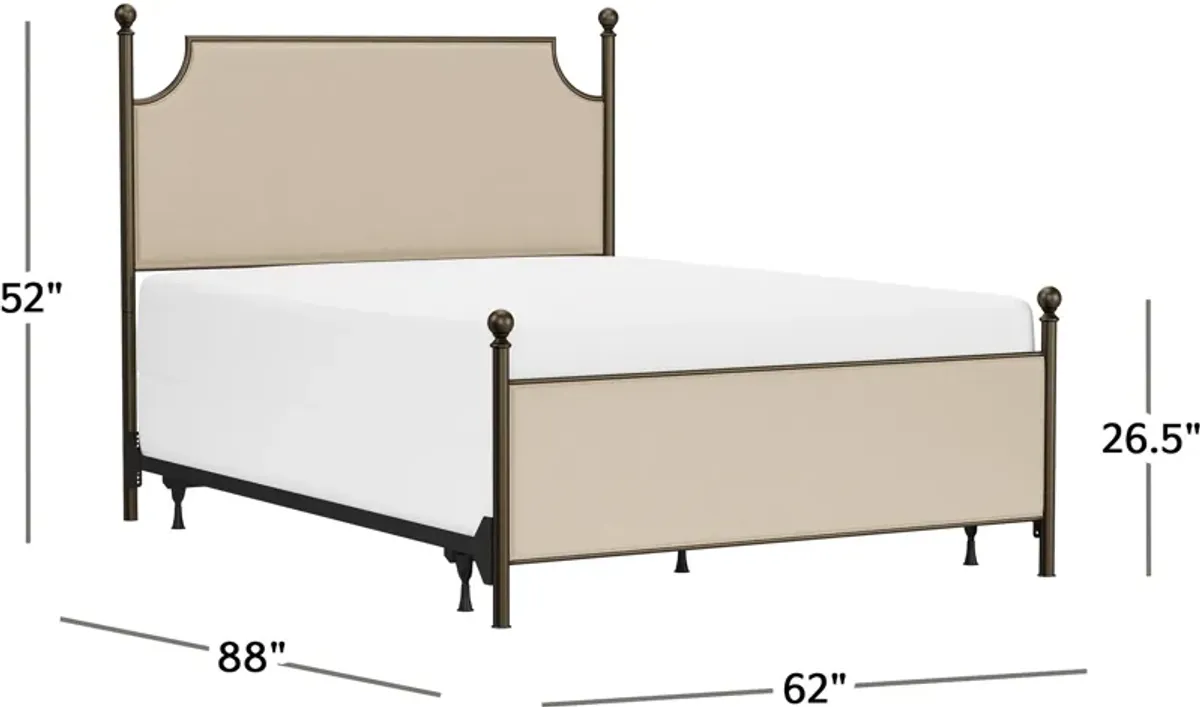 Elena Queen Upholstered Bed - Linen/Bronze