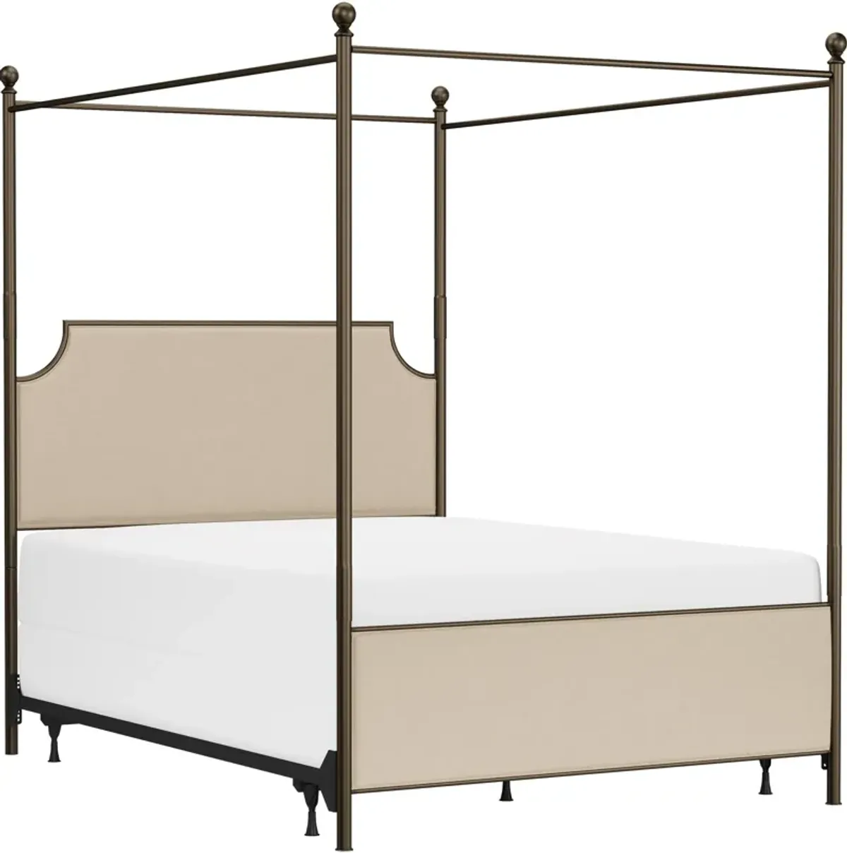 Elena Queen Canopy Upholstered Bed - Linen/Bronze