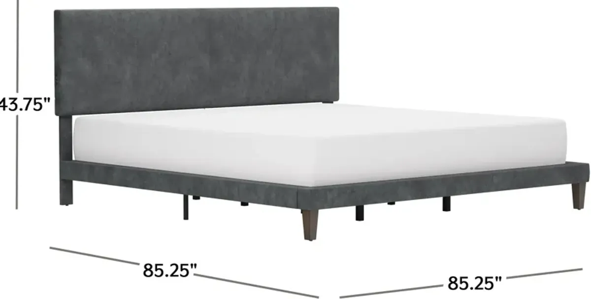 Journey King Upholstered Platform Bed with USB Charging