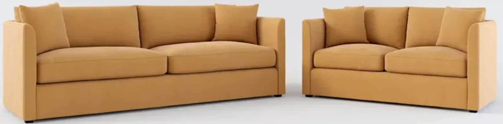 Benji Foam Comfort Sofa and Loveseat Set - Merrimac Topaz