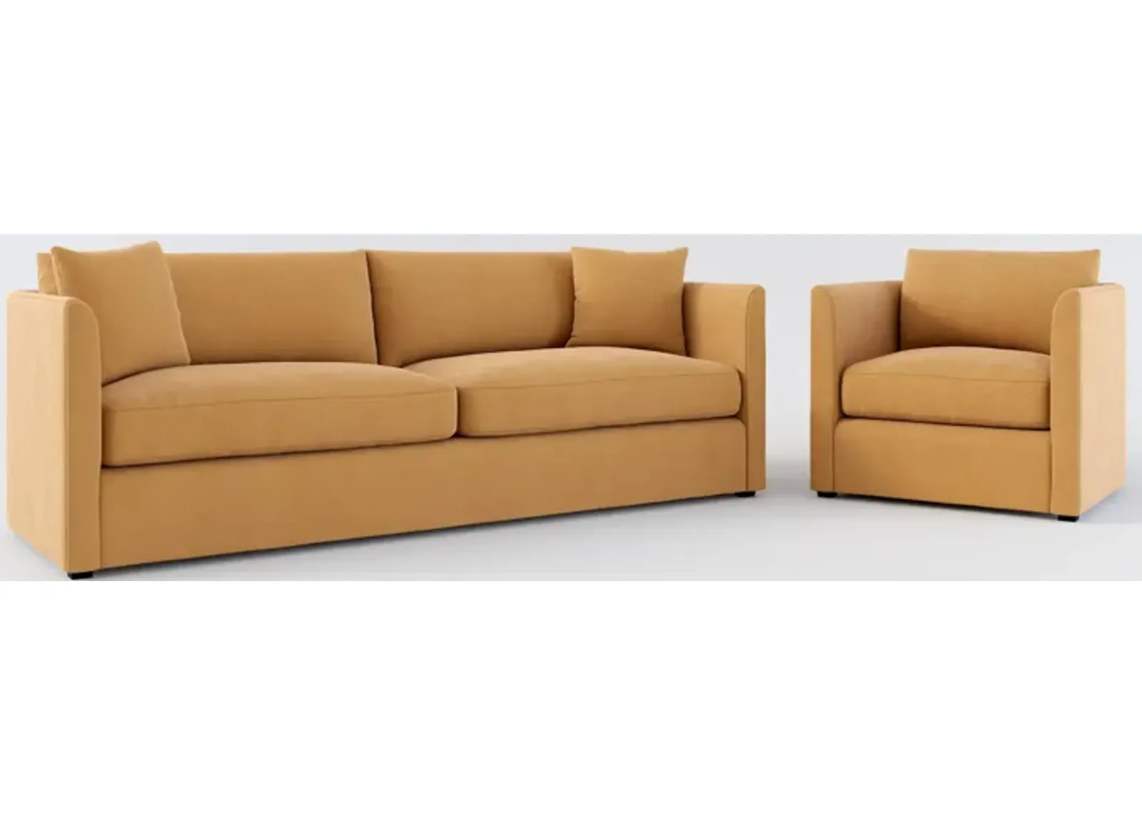 Benji Foam Comfort Sofa and Chair Set - Merrimac Topaz