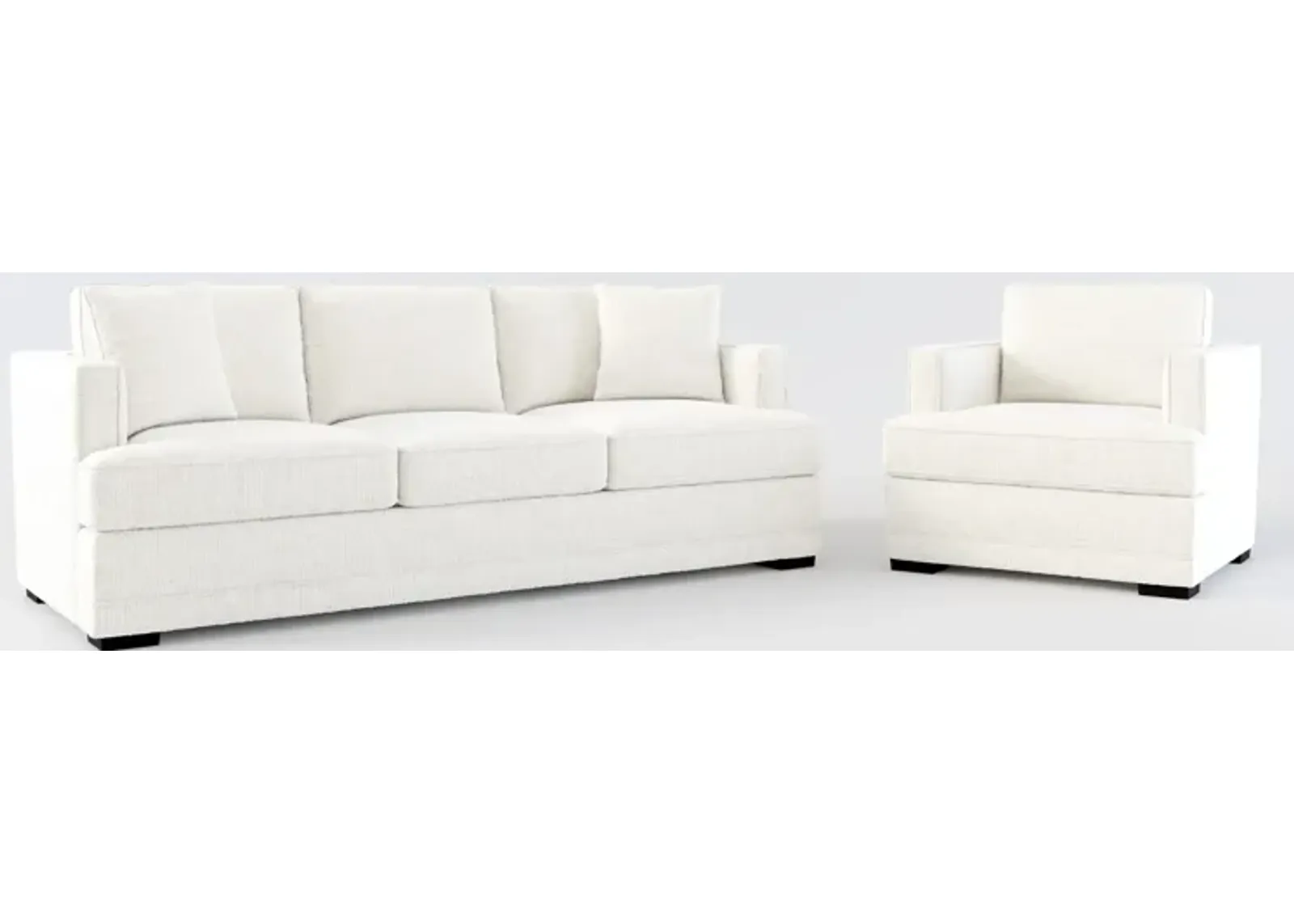 Pembroke Foam Comfort Sofa and Chair Set - Bantu Pearl