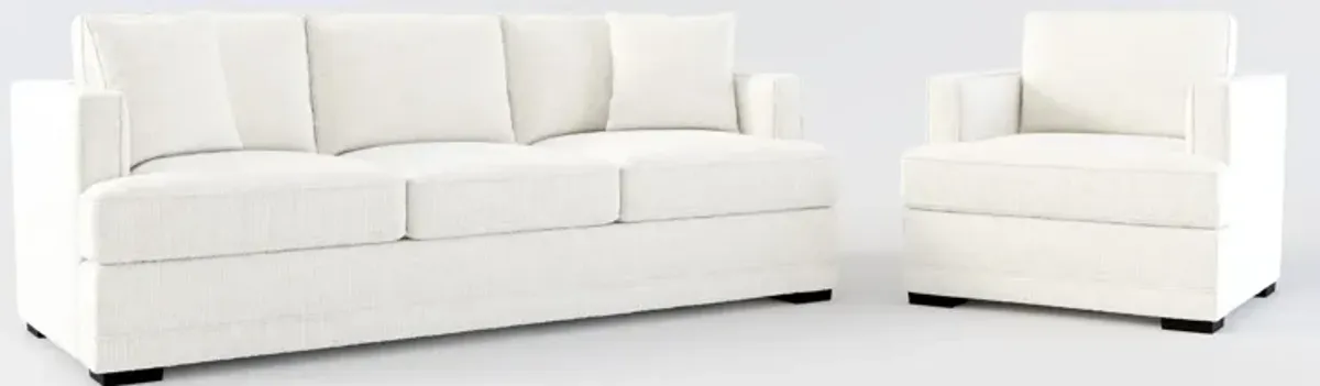 Pembroke Foam Comfort Sofa and Chair Set - Bantu Pearl