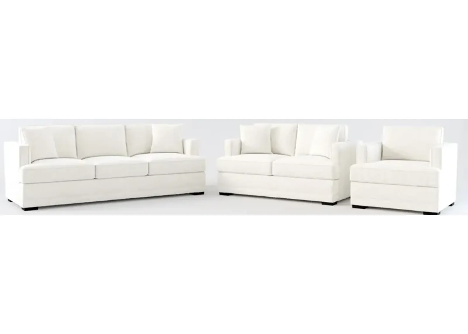 Pembroke Hybrid Comfort Sofa, Loveseat, and Chair Set - Bantu Pearl