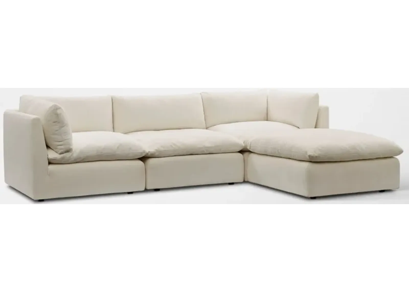 Lola 3-Piece Sectional and Ottoman Set - Ivory