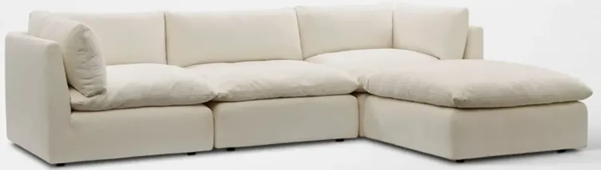 Lola 3-Piece Sectional and Ottoman Set - Ivory