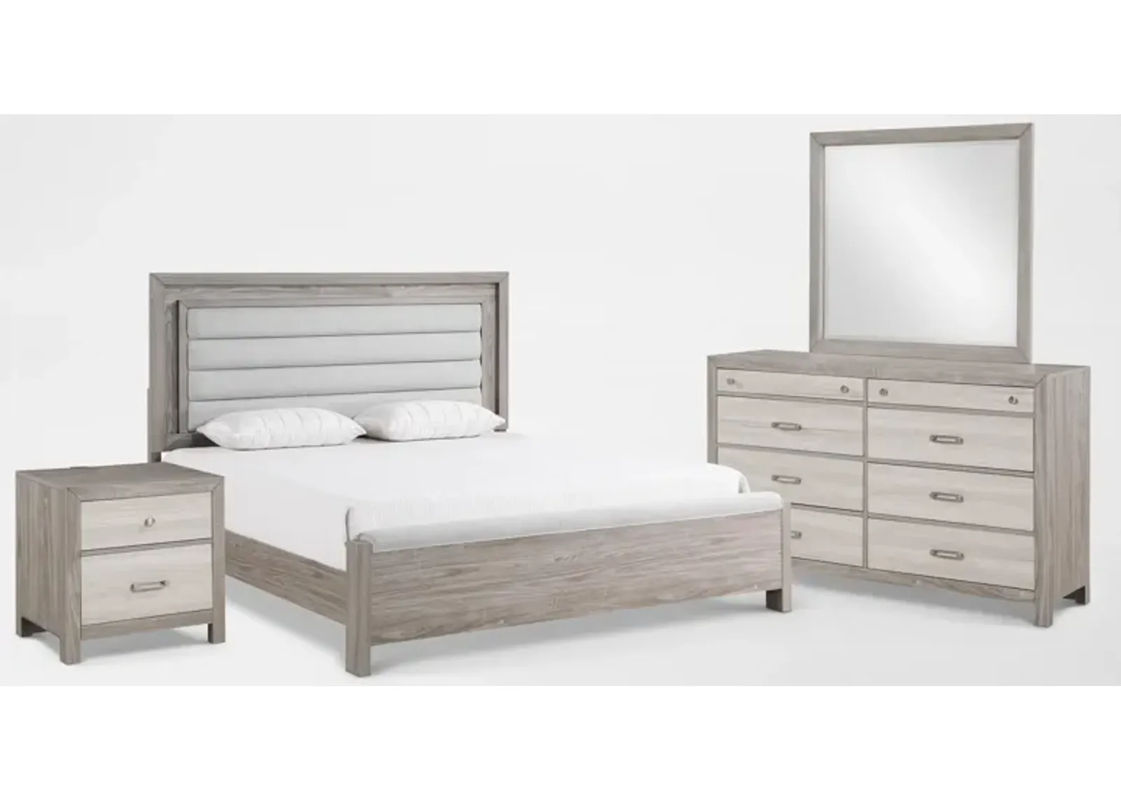 Asher 6-Piece King Bedroom Set with Dresser, Mirror and Nightstand with USB Charging