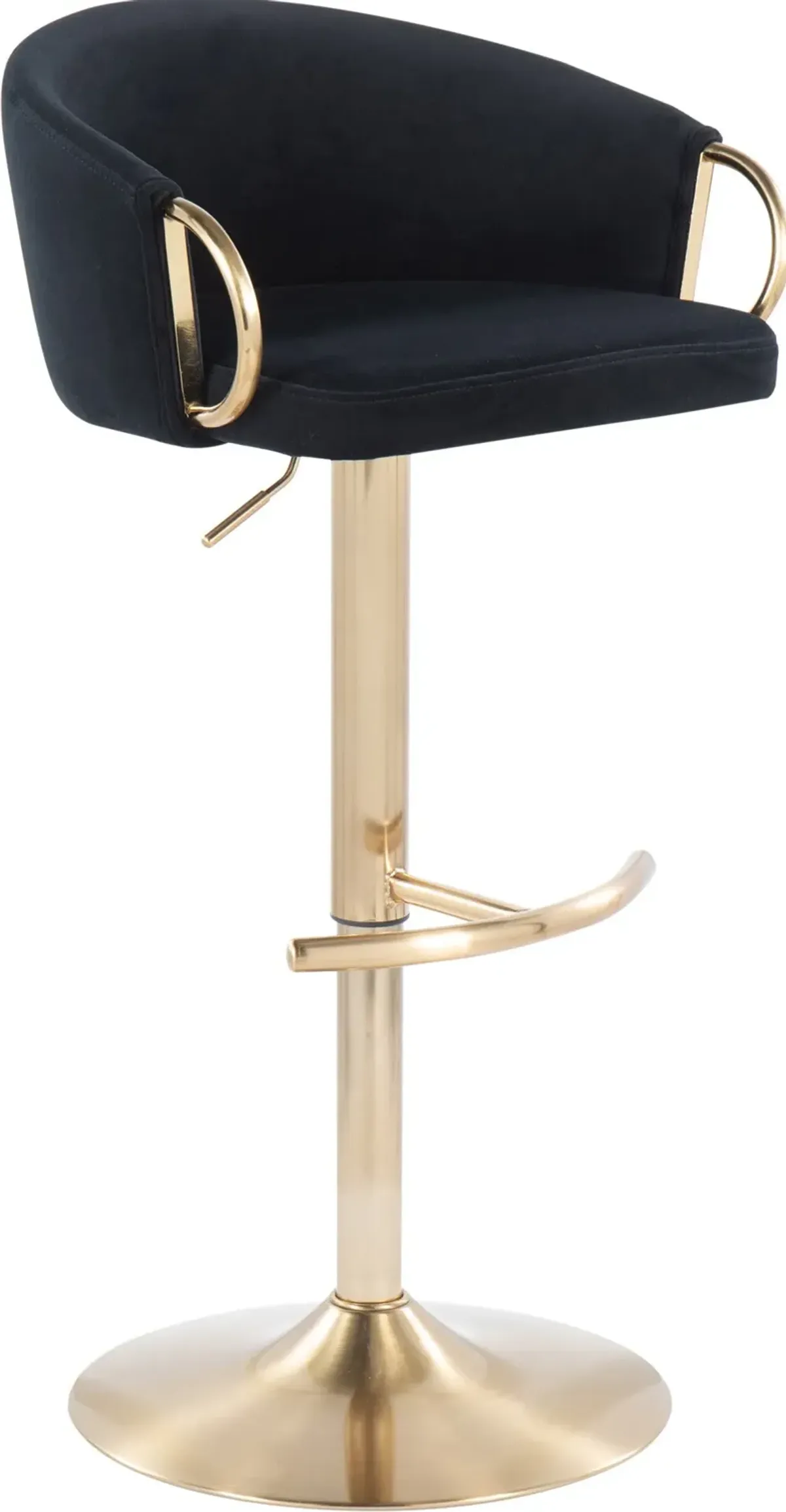 Eve Set of 2 Adjustable Bar Stools - Black/Gold