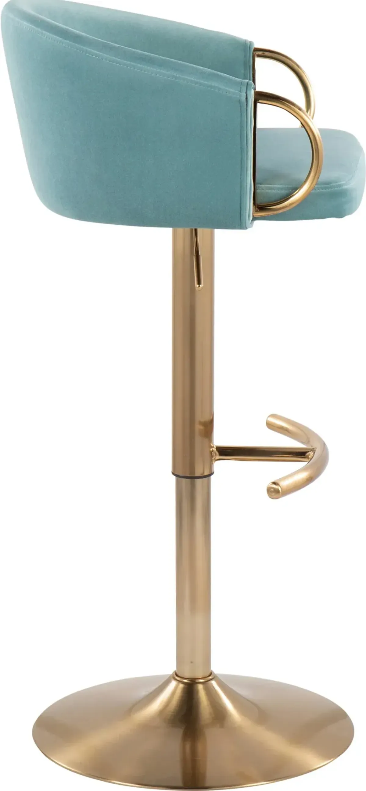 Eve Set of 2 Adjustable Bar Stools - Blue/Gold