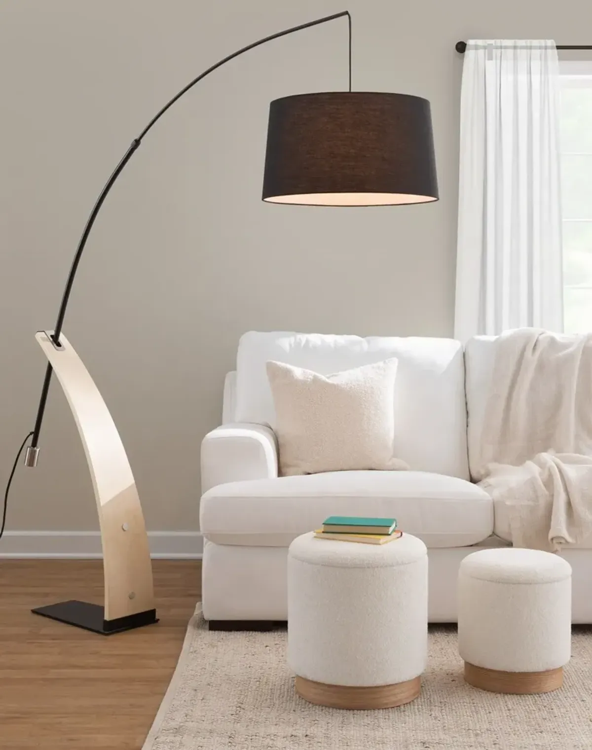 Augie 74'' Floor Lamp - Natural/Black