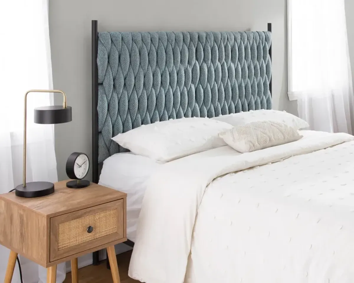 Kenna Queen Upholstered Headboard - Black/Blue