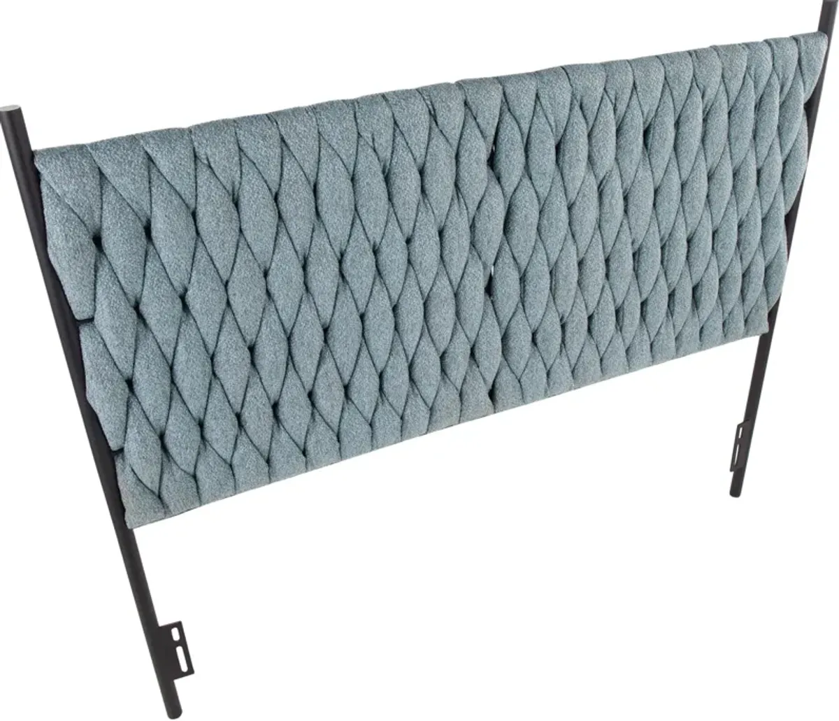 Kenna Queen Upholstered Headboard - Black/Blue