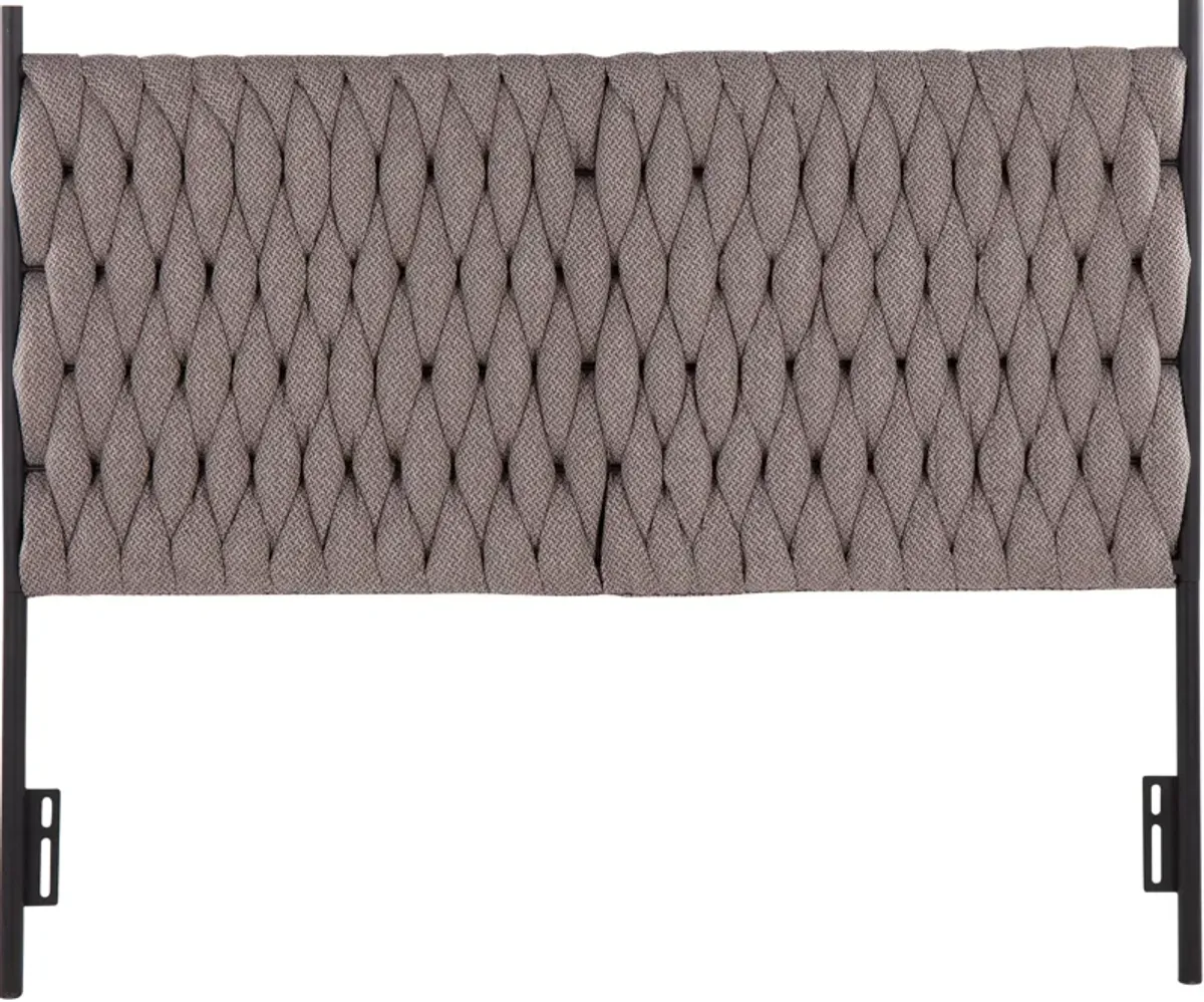 Kenna Queen Upholstered Headboard - Black/Gray