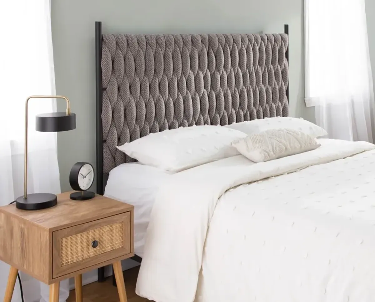 Kenna Queen Upholstered Headboard - Black/Gray