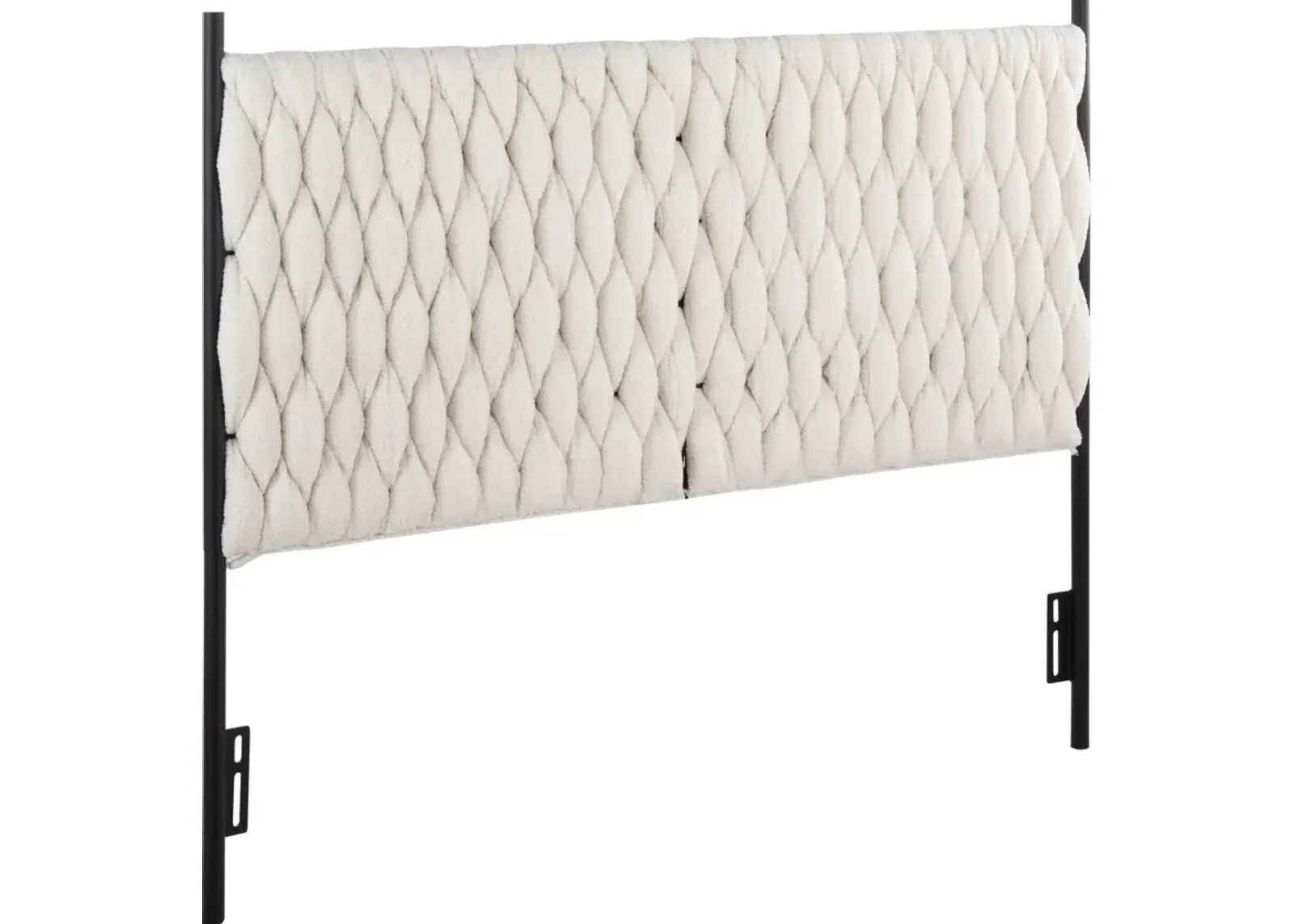 Kenna Queen Upholstered Headboard - Black/Cream Sherpa