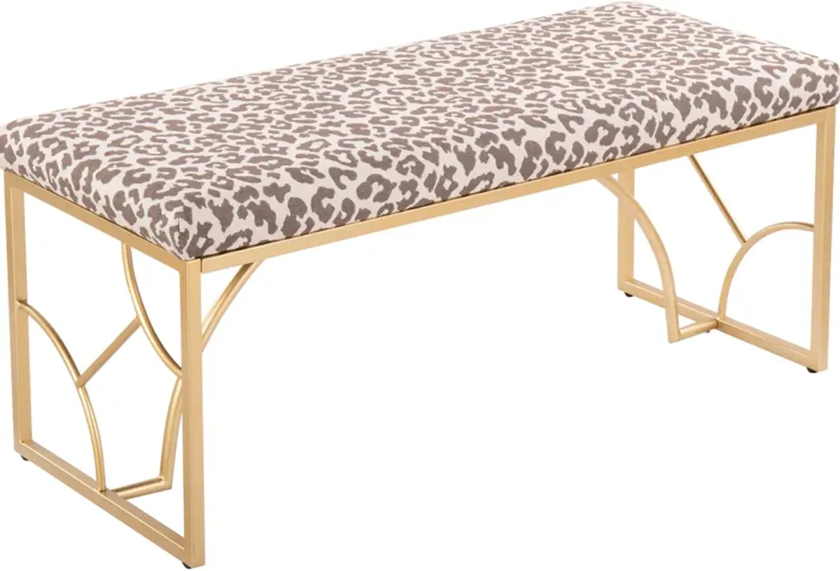 Lauryn Bench - Gold/Beige Leopard