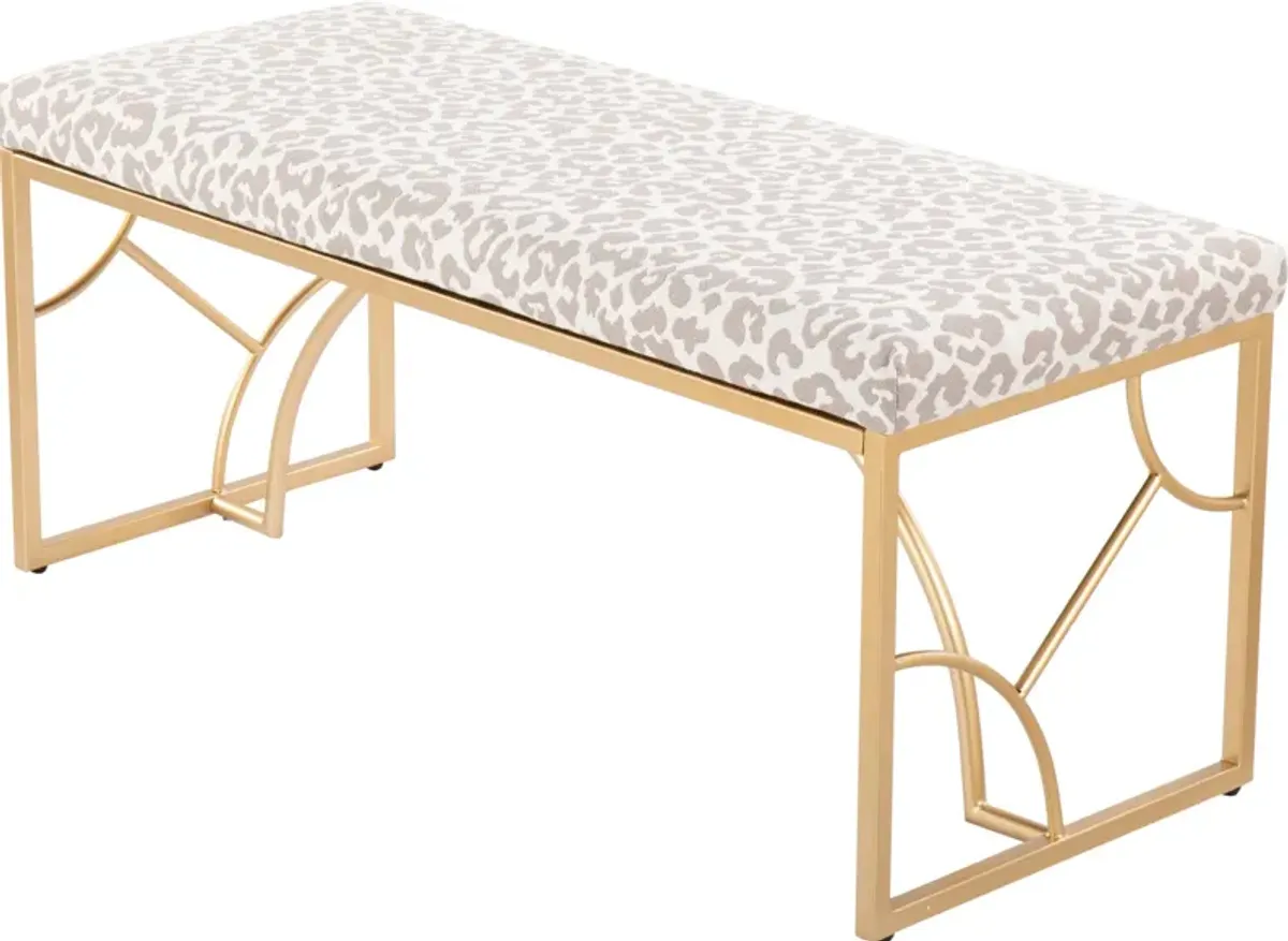 Lauryn Bench - Gold/Gray Leopard