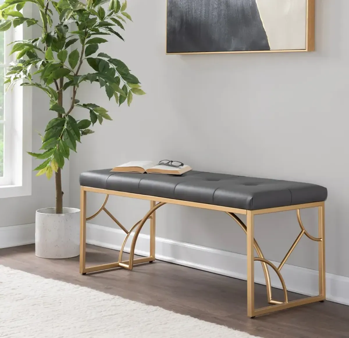 Lauryn Bench - Gold/Gray