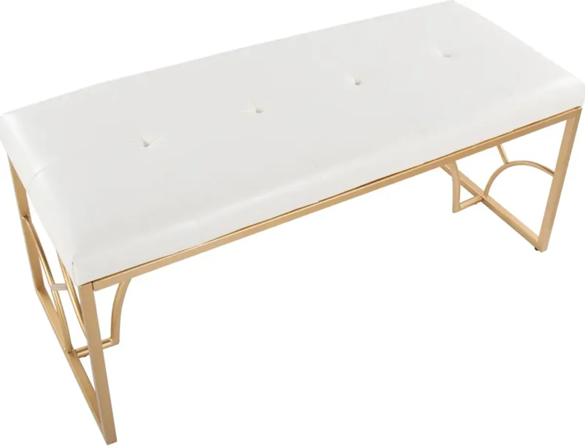 Lauryn Bench - Gold/White