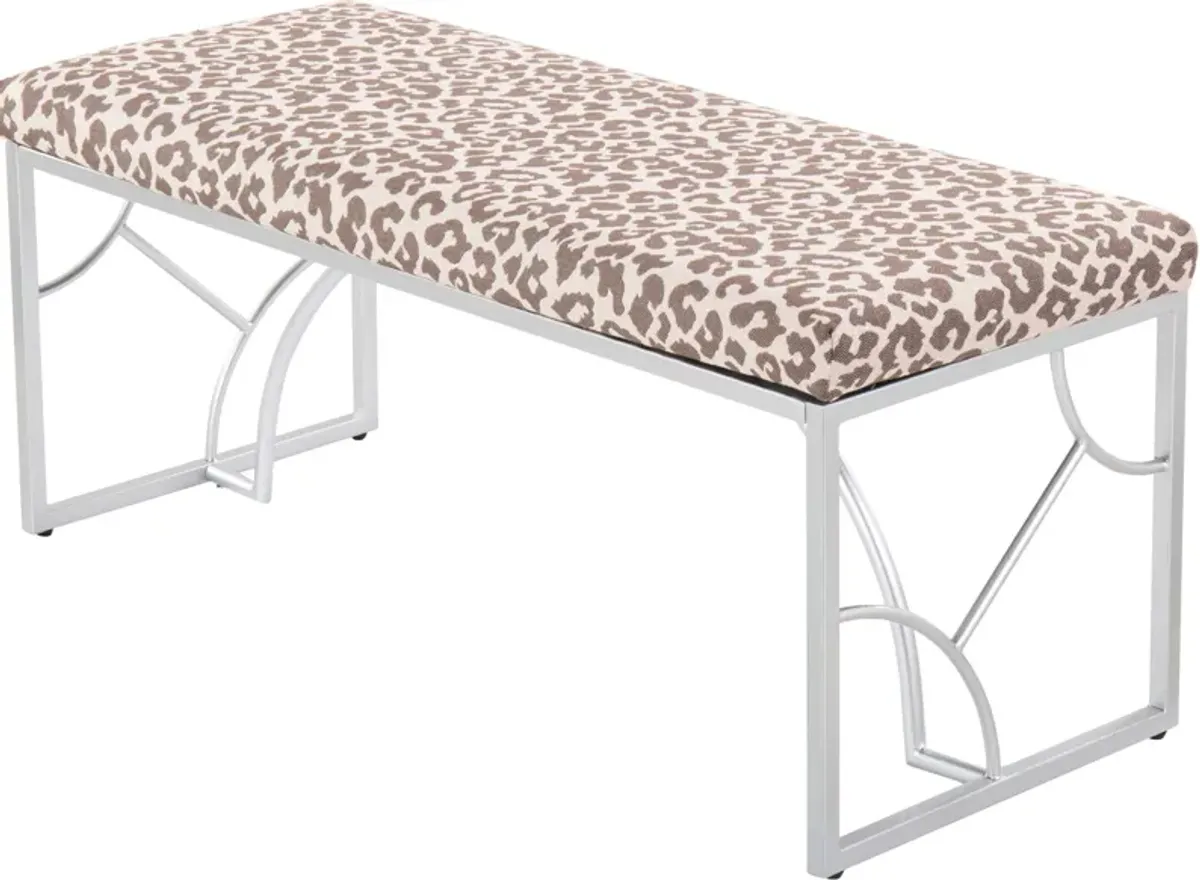 Lauryn Bench - Silver/Beige Leopard