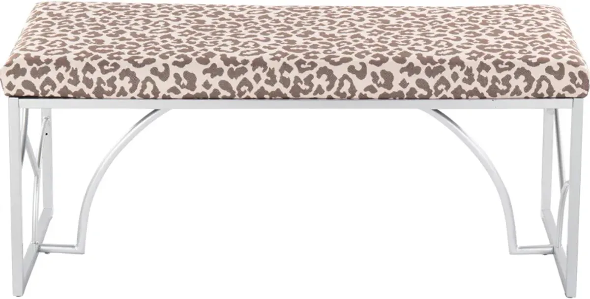 Lauryn Bench - Silver/Beige Leopard