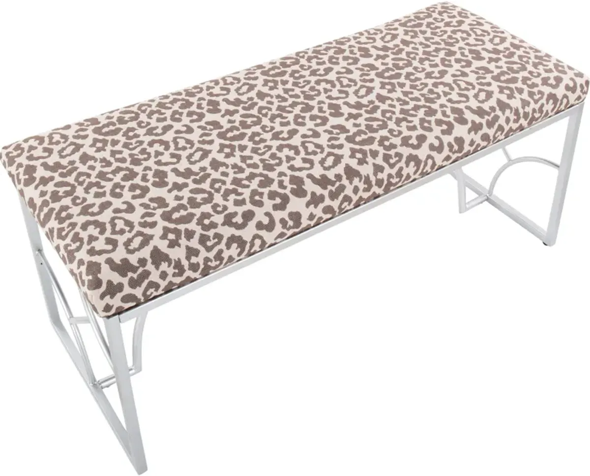 Lauryn Bench - Silver/Beige Leopard