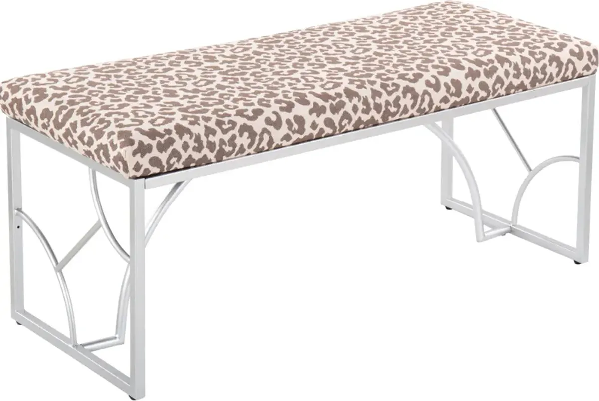 Lauryn Bench - Silver/Beige Leopard