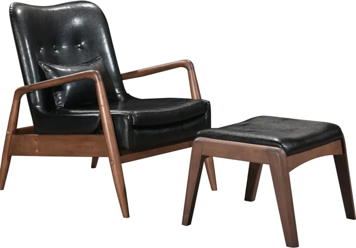 Mavis Chair and Ottoman - Black