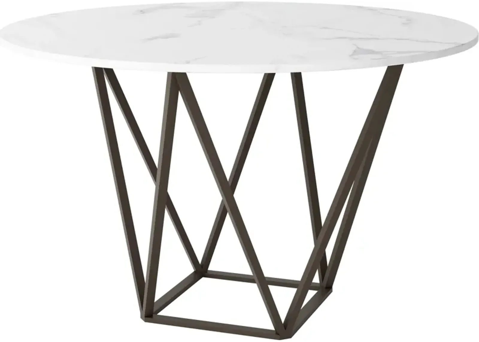 Emma Round Dining Table - White/Bronze