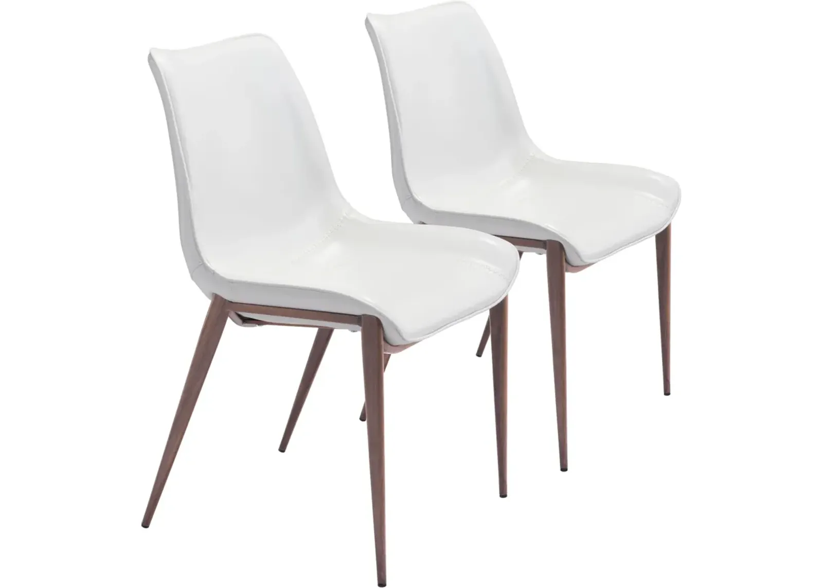 Millie Set of 2 Dining Chairs - White/Walnut