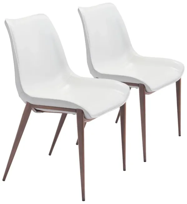 Millie Set of 2 Dining Chairs - White/Walnut