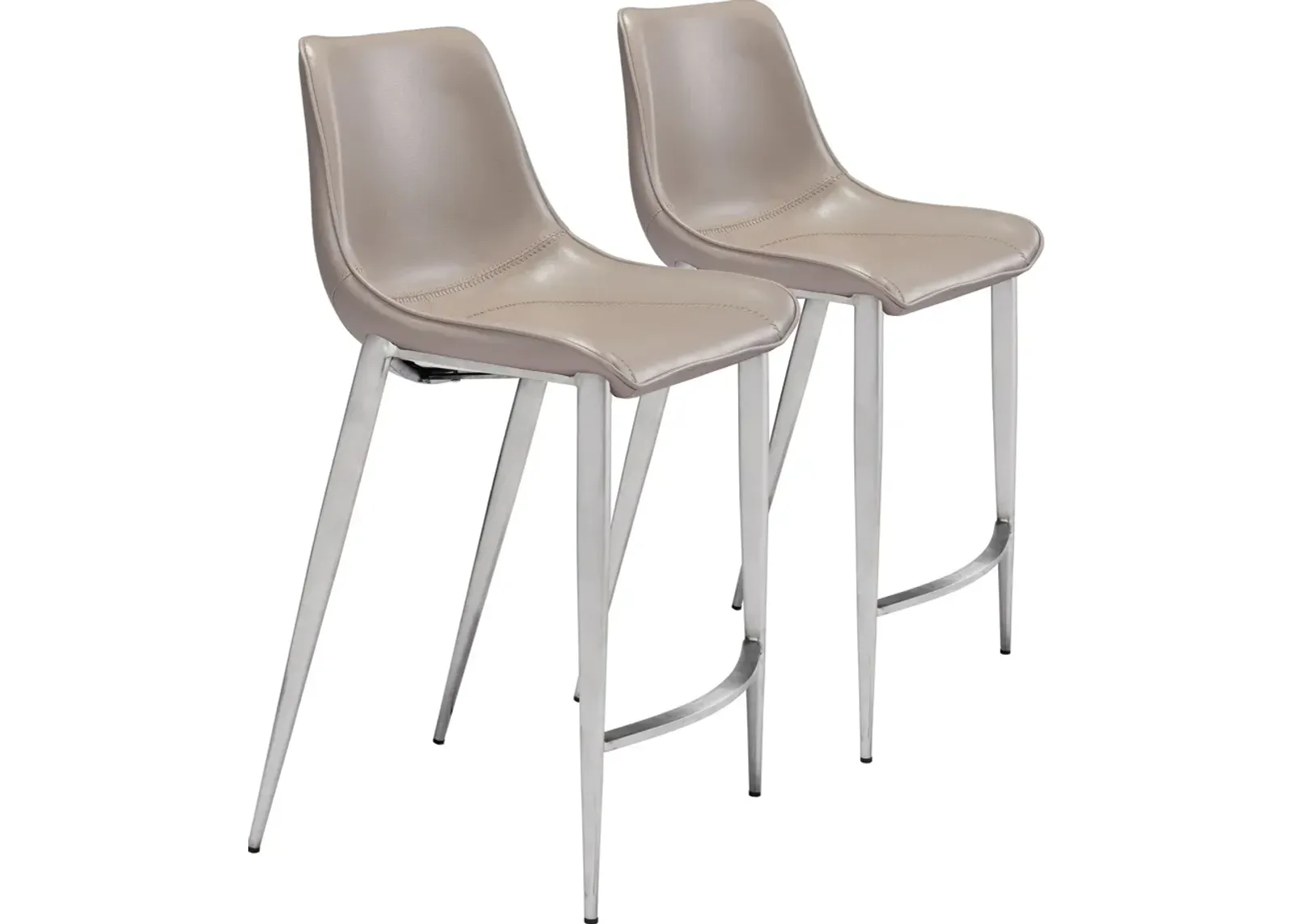 Millie Set of 2 Counter-Height Stools - Brown/Silver