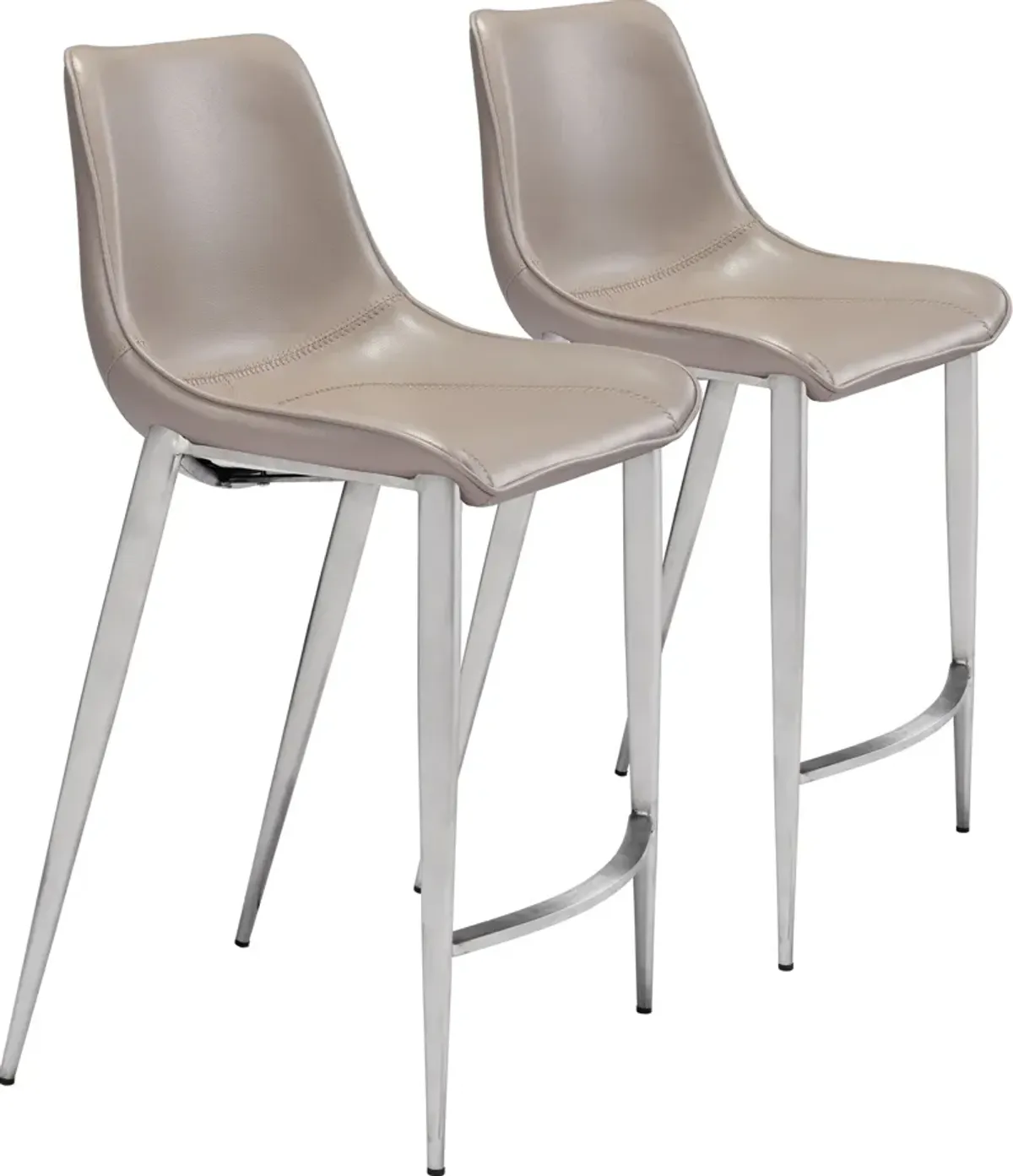 Millie Set of 2 Counter-Height Stools - Brown/Silver