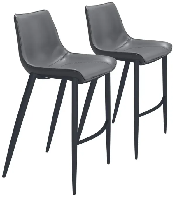 Millie Set of 2 Bar Stools - Gray/Black