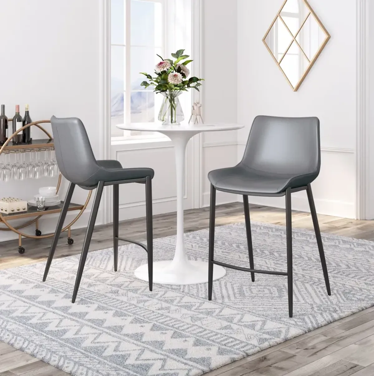 Millie Set of 2 Counter-Height Stools - Gray/Black